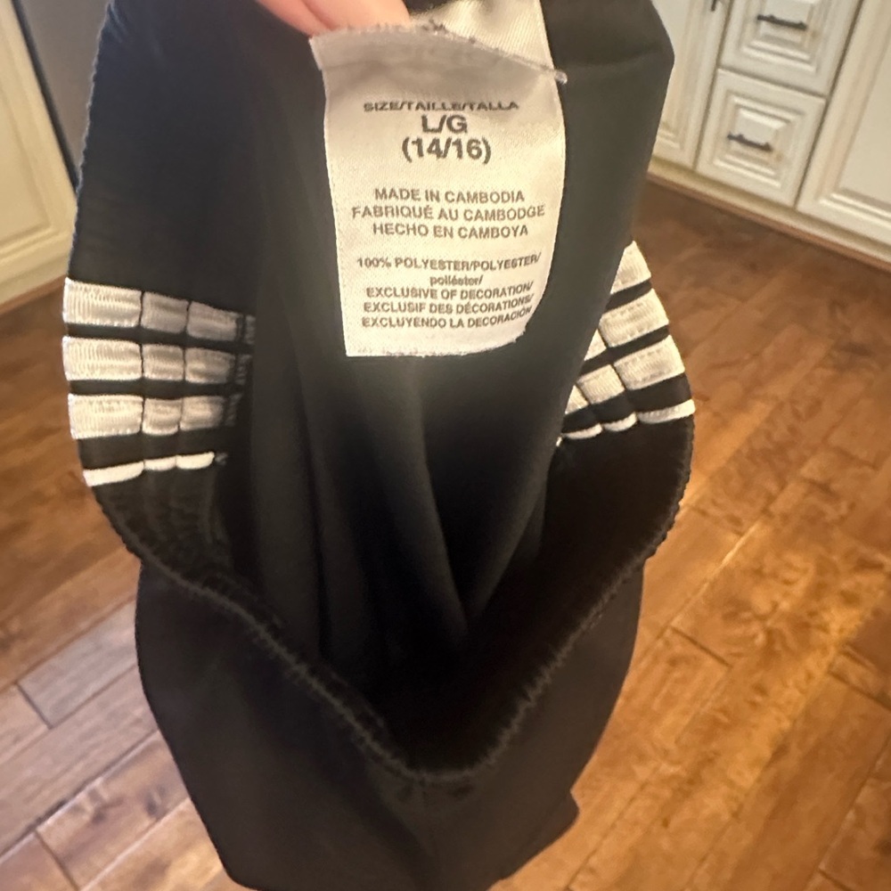 adidas Black Kids Shorts with White Stripes Size L - Picture 3 of 4